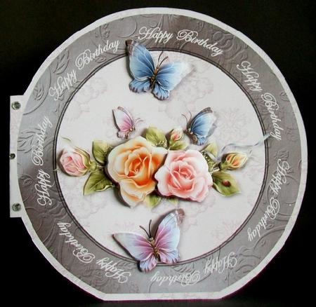 Illuminated Roses "happy Birthday" Wordaround Card with Dec by Rae Trees