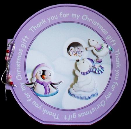 Winter Pals "thank You for My Christmas Gift"wordaround Card by Rae Trees