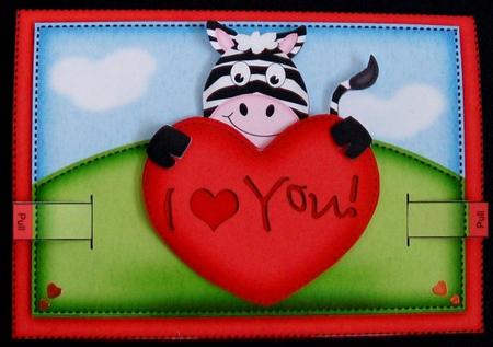 3D Debra Zebra's Heart Animated Moveable Decoupage Card Kit by Rae Trees