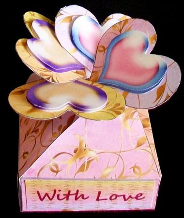 Locked Hearts Box - with Love Golden Metallic Rainbow Pink by Rae Trees