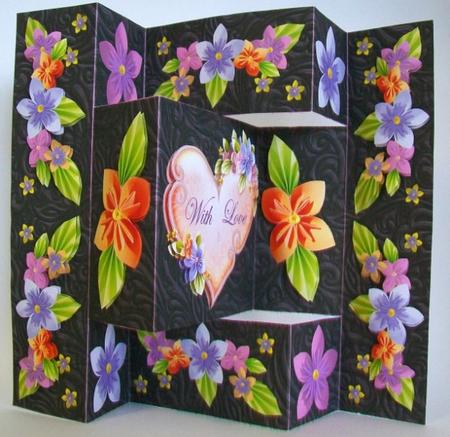 Paper Flowers Tri Shutter Card by Rae Trees