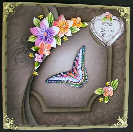 Origami Flowers N Butterfly Square Card with Step by Step by Rae Trees