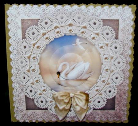Beautiful Swans 8 x 8 Card with Circle Pyramage by Rae Trees