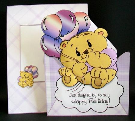 Balloon Bear Envelope Card by Rae Trees