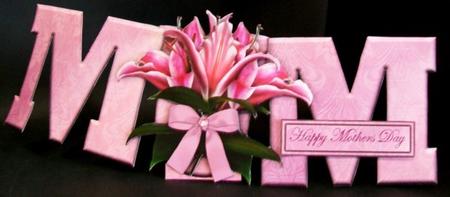 Pink Lilies Mum Large Dl Standalone Word Card by Rae Trees