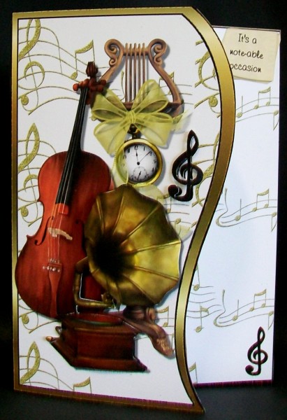 Music 8x8 or A5 Shaped Topper, Insert & Decoupage by Rae Trees