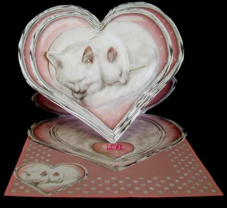 Cats in Heart Easel for Valentine's Day/anniversary by Rae Trees