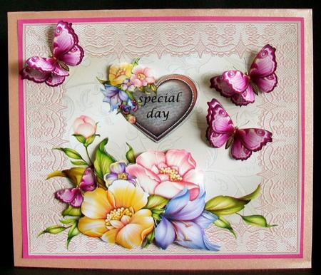 Flowers in Lace Frame by Rae Trees