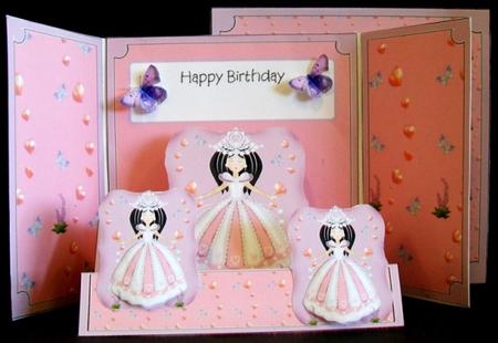 Gatefold Step Card - Pink Princess by Rae Trees