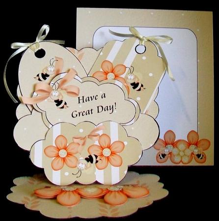 Scalloped Pocket Tag Easel Card - Peach Delight by Rae Trees