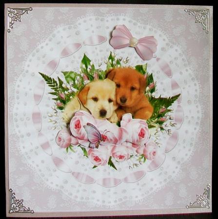 8x8 a Posy of Puppies by Rae Trees