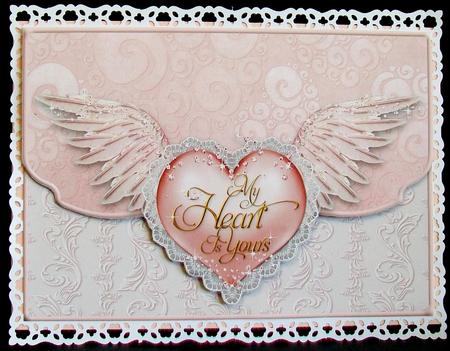 Heart Wings Fancy Edge Envelope Card by Rae Trees