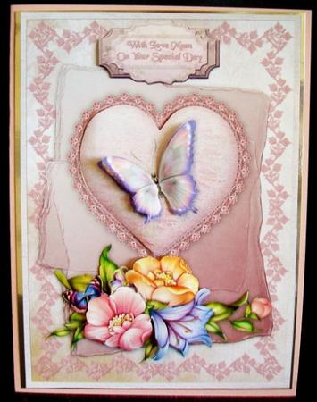 Hearts 'n Flowers for Mum Card Front with Step by Step by Rae Trees