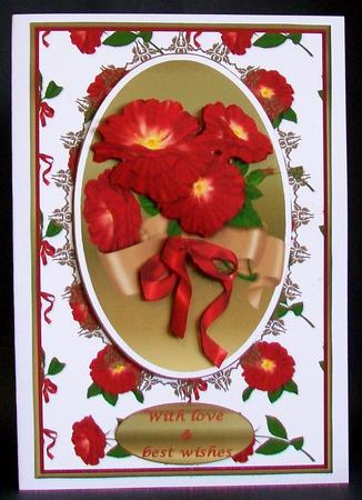 Red Flowers in Bloom Card Front by Rae Trees