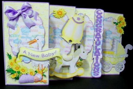 4-fold Card Kit - New Baby in Lemon & Lilac by Rae Trees