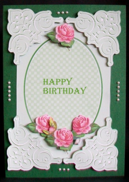 Embossed Corners Rose Card Front 2 by Rae Trees