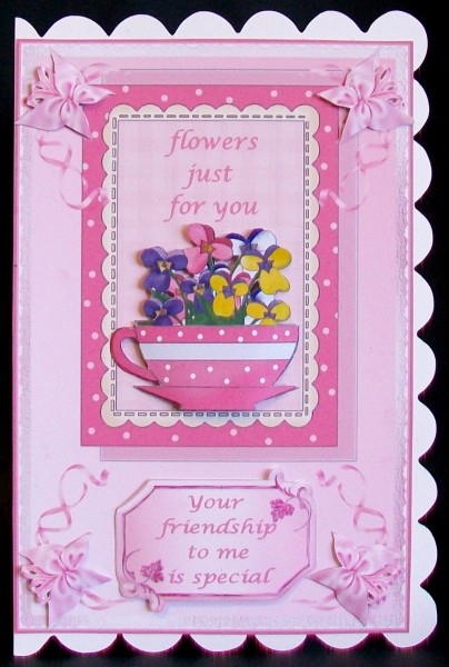 Flowers in a Teacup Card Front by Rae Trees