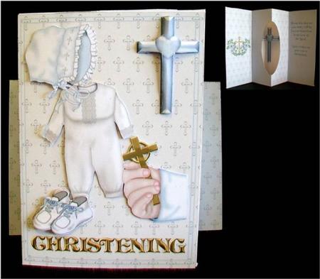 Internal Window Card - Male Christening by Rae Trees