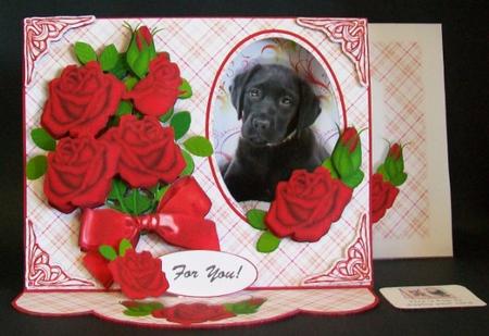 C-thru Easel 3D Card Kit - Red Roses & Black Labrador by Rae Trees