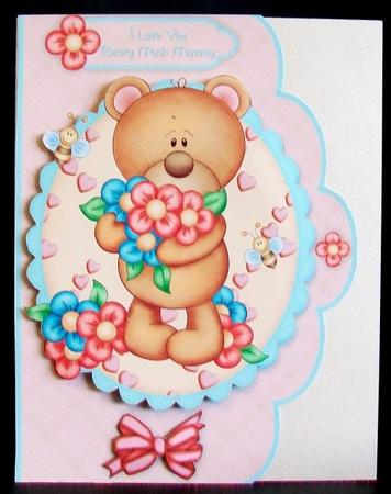 Bearing a Gift of Flowers A4 Scallop Card - Mother's Day by Rae Trees