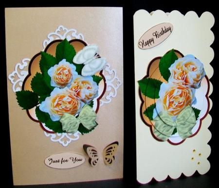 Apricot Bows and Roses 2 Card Sheet by Rae Trees