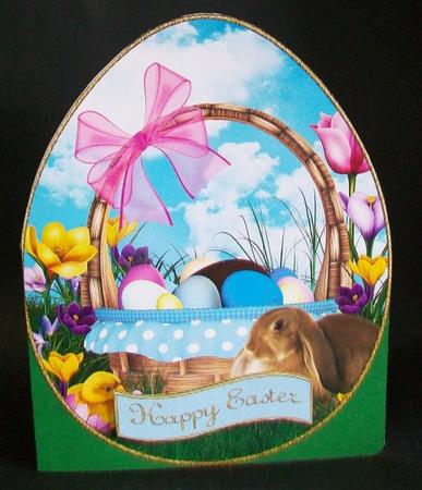 Easter Egg Shaped Bunny Rabbit and Basket Quick Card by Rae Trees