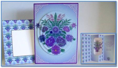 Internal Window Card - Purple Flower Spray by Rae Trees