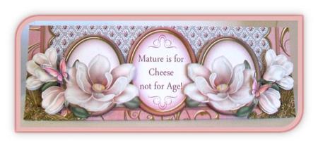 Pink Magnolia Mature Cheese Large Dl Decoupage Card Kit by Rae Trees