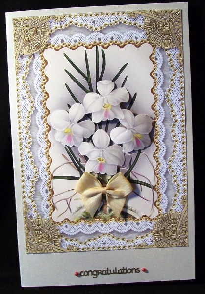 White Orchids Matching Spiral 7x5inch Folded Card by Rae Trees