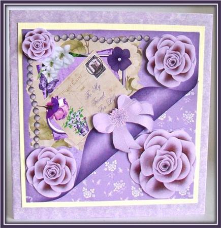 Vintage Victorian Floral Lavendar Postcard Topper by Rae Trees