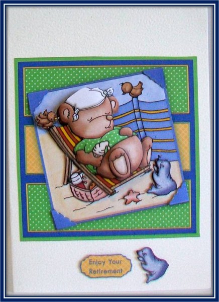 Seaside Bliss Card Front and Decoupage by Rae Trees