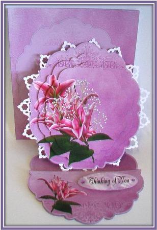 Lavender Lilies Fancy Shape Easel by Rae Trees