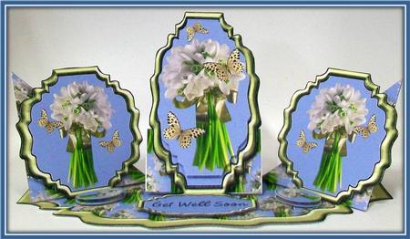Triple Twist Easel Card - Snowdrops & Butterflies by Rae Trees