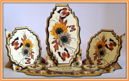 Triple Twist Easel Card - Sunflowers & Butterflies by Rae Trees