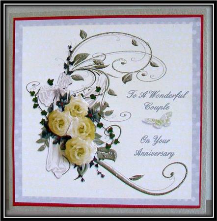 Anniversary Roses 8x8 with Decoupage by Rae Trees