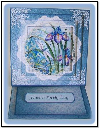 Lace & Pearls Iris & Dragonfly by Rae Trees