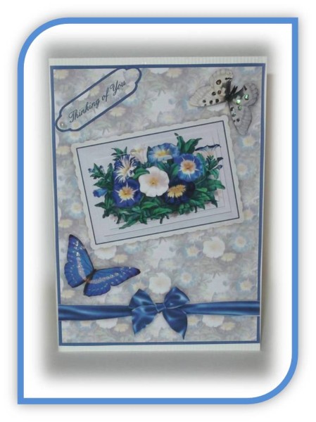 Vintage Morning Glories Postcard Pyramid Card Front by Rae Trees