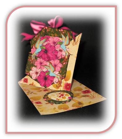 Hummingbirds Over the Edge Easel Card by Rae Trees