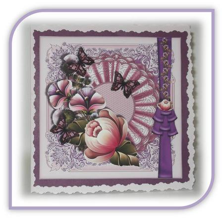 Pink and Lilac Floral with Butterflys and Ribbon by Rae Trees