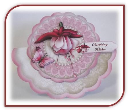 Fabulous Fuschia Scallop Wobble Card by Rae Trees