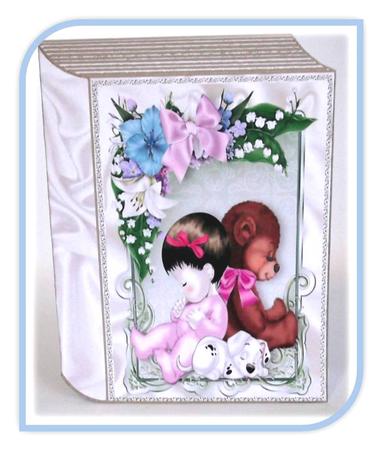 Baby Girl with Teddy in Flower Frame Folded Book by Rae Trees