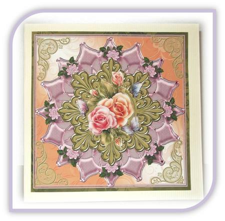 Flower and Butterfly in Peach,pink and Green Topper by Rae Trees