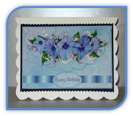 Pretty Blue Floral Envelope Card by Rae Trees
