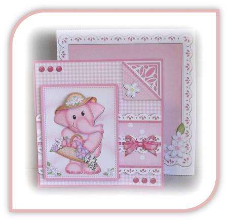 8 x 8 Lola Elephant's Bonnet Kit with 3D Decoupage by Rae Trees