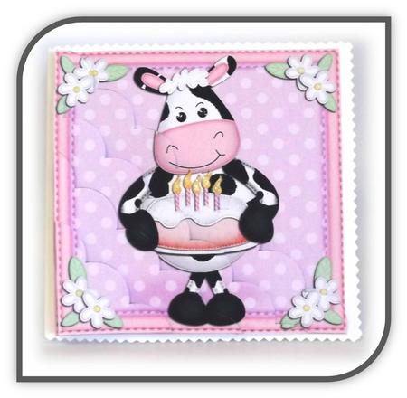 8 x 8 Milly Moo Cow's Birthday Cake Scalloped Corner Kit by Rae Trees