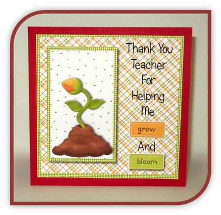 Thank You Teacher for Helping Me Bloom & Grow Card + Insert by Rae Trees