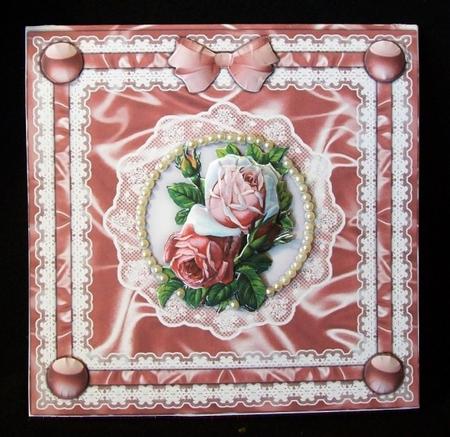 Satin, Pearls, Ribbon 'n Lace Cut & Fold Quick Card 2 by Rae Trees