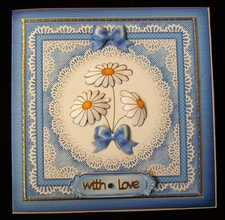 Denim and Daisies Cut and Fold Quick Card by Rae Trees