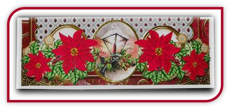Red Poinsettia Christmas Lantern Large Dl Card Kit by Rae Trees