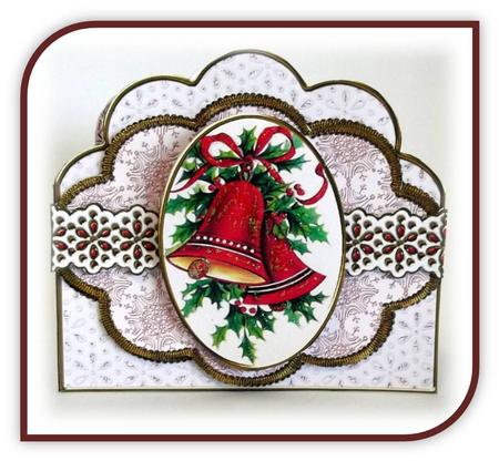 Christmas Bells P Flake Anglaise Scallop 3D Decoupage Kit by Rae Trees